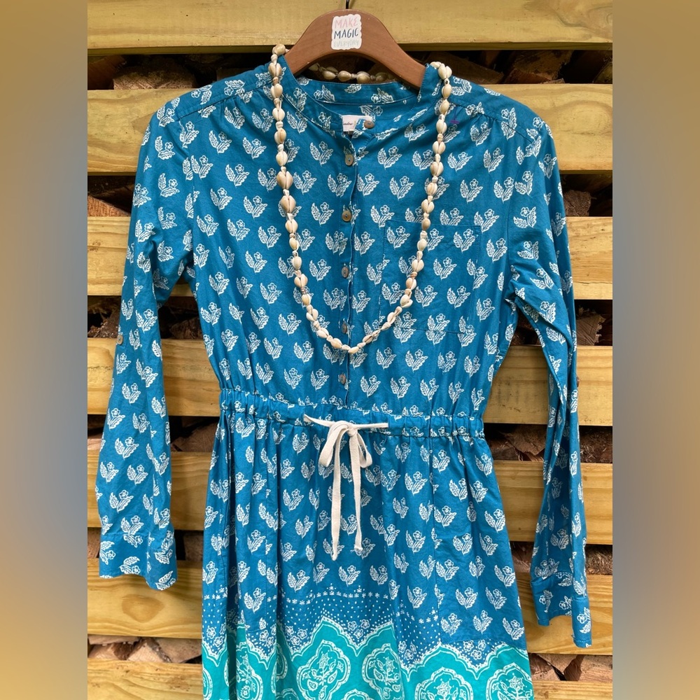 Meadow Rue ANTHROPOLOGIE Anila Shirt Dress/ Block Print Dress/French Cottage 4p